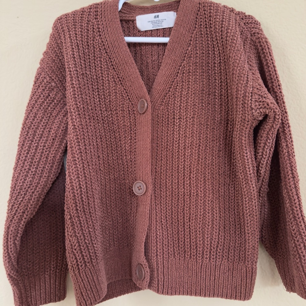 H&M Girl's Knit Cardigan Sweater - Brown
